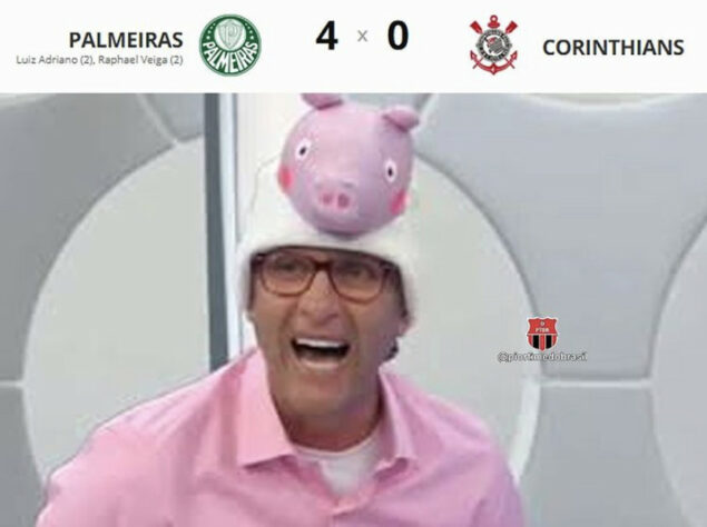 Palmeiras atropela o Corinthians por 4 a 0 e resultado rende memes nas redes sociais