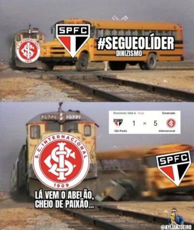 Brasileirão: goleada do Internacional por 5 a 1 sobre o São Paulo rende memes na web