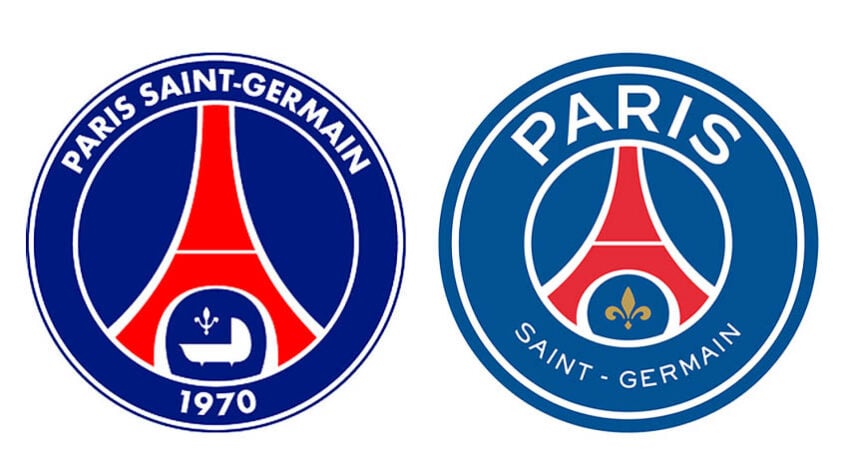 Paris Saint-Germain - O emblema do clube francês passou por uma transformação em 2013, ganhou um tom azul mais claro e uma flor-de-lis, símbolo da antiga monarquia.