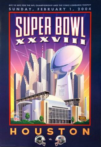 Super Bowl XXXVIII - Tom Brady de novo na decisão e outro título. O New England Patriots bateu o Carolina Panthers, 32 a 29, em Houston.