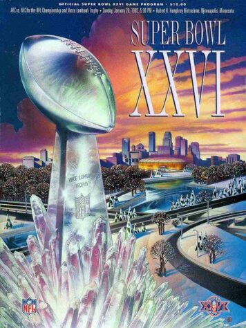 Super Bowl XXVI - Em Minneapolis, o Washington Redskins passou pelo Buffalo Bills, por 37 a 24 e garantiu seu terceiro Super Bowl.