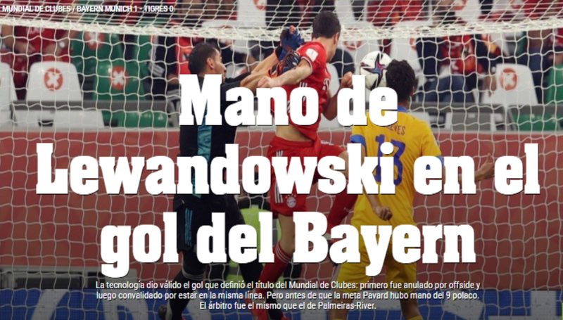 Diário Olé - O jornal argentino relembrou o gol de Maradona, 'La Mano de Dios', e brincou com Lewandowski. 
