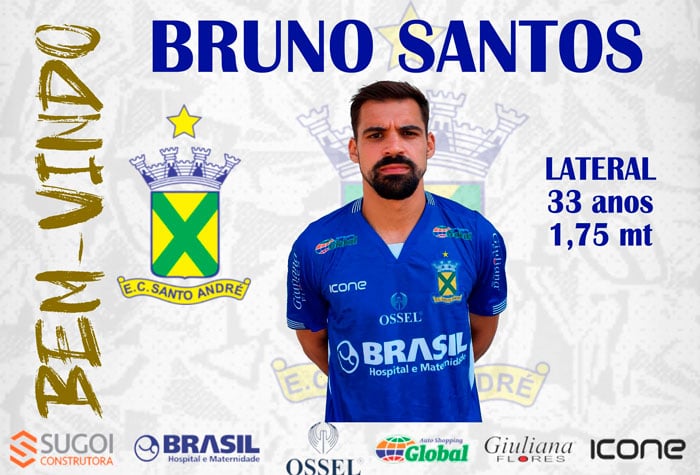 FECHADO - O Santo André-SP anunciou na manhã desta terça-feira (2), a contratação do lateral-esquerdo Bruno Santos, que estava no Brasil-RS na última temporada.