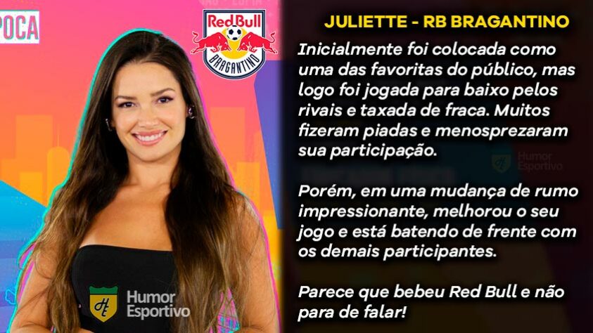 Big Brother Brasil e Brasileirão: Juliette seria o RB Bragantino