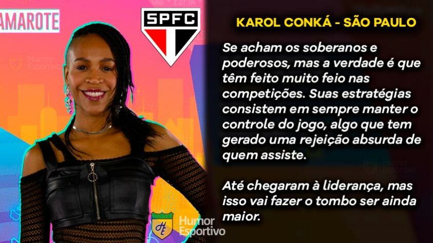 Big Brother Brasil e Brasileirão: Karol Conká seria o São Paulo