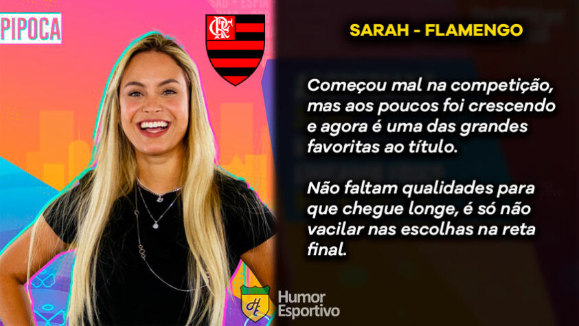 Big Brother Brasil e Brasileirão: Sarah seria o Flamengo