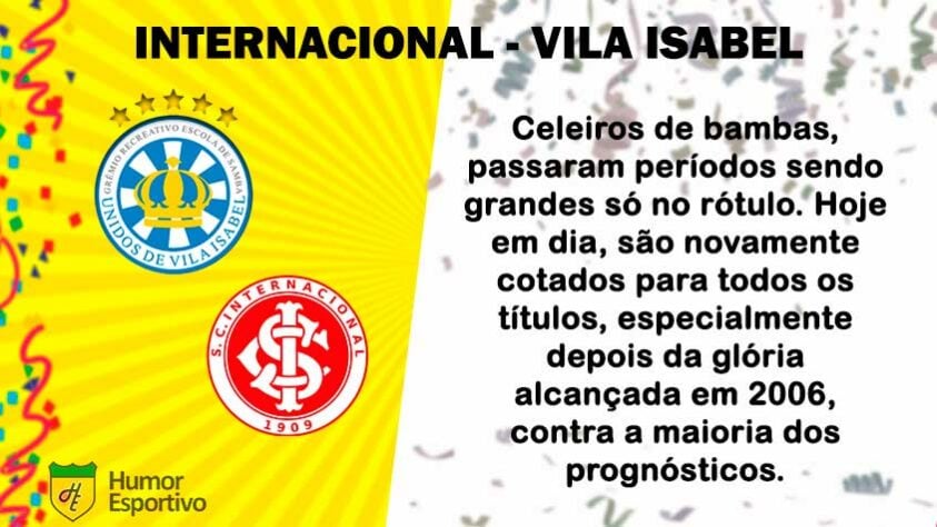 Carnaval e futebol: Internacional seria a Vila Isabel