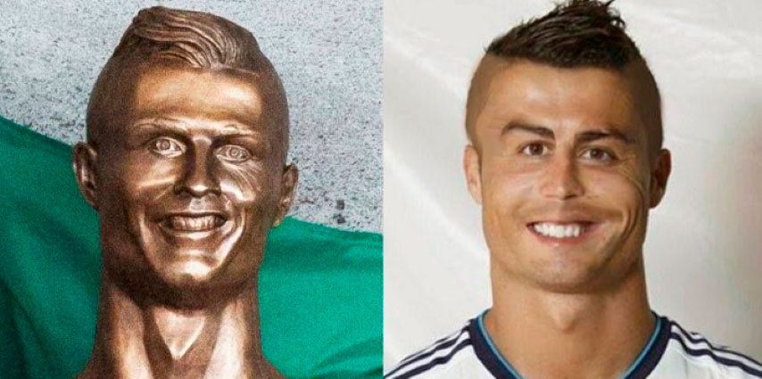 A estátua feita em homenagem a Cristiano Ronaldo virou piada em 2017