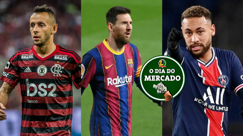 O final de semana no mercado da bola começou quente. Na Europa, um famoso empresário afirmou que há possibilidade de Neymar e Messi jogarem juntos novamente. No Brasil, o Flamengo colocou um ponto final na negociação com Rafinha. Veja essas e outras negociações do vaivém. (Por Redação do LANCE!)