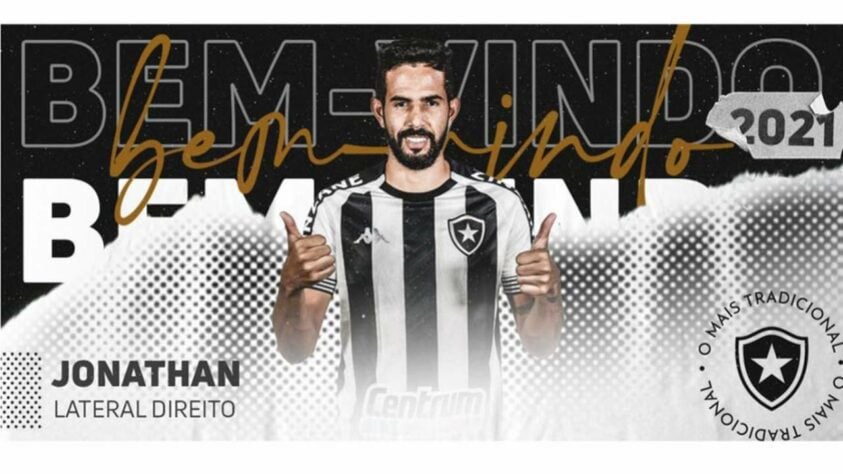 FECHADO - Já esperado, Jonathan foi oficializado pelo Botafogo. Nesta quinta-feira, o lateral-direito foi anunciado pelo clube, cujo vínculo é válido até dezembro de 2021. Ele tem 28 anos e atuou pelo Coritiba no último Campeonato Brasileiro.