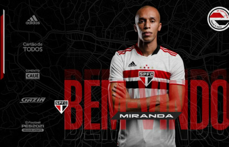 Miranda - Anunciado pelo clube na última semana, o zagueiro de 37 anos acertou seu retorno até 31/12/2022