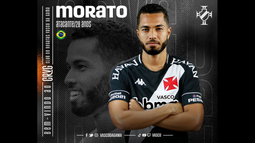 FECHADO - O Vasco acertou a contratação do seu quinto reforço para a temporada. Trata-se do atacante Morato, que pertence ao Red Bull Bragantino, e assina por empréstimo até o final de 2021.