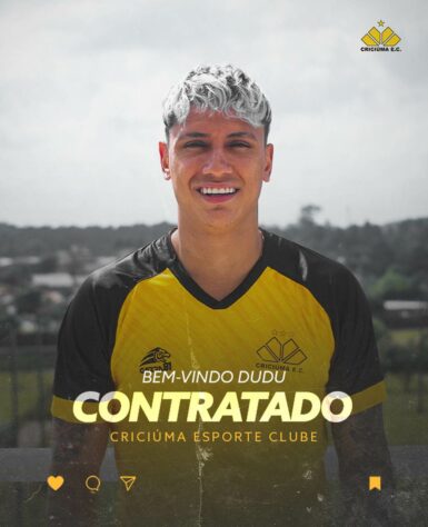 FECHADO - O Criciúma fechou a contratação do meia Dudu, que já defendeu o Tigre em 2015. O atleta chega para reforçar o elenco na atual temporada e já treina junto com o elenco.