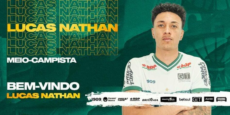 FECHADO - O Coritiba acertou o empréstimo do meia Lucas Nathan, que pertence à Caldense e fica no Coxa até dezembro de 2021.