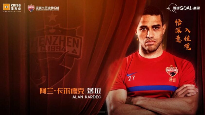 FECHADO - Destaque no futebol chinês há cinco temporadas, o atacante Alan Kardec mudou de clube no país oriental. Aos 32 anos, o atleta revelado no Vasco deixou o Chongqing Dangdai e foi anunciado pelo Shenzhen FC. O vínculo será até o final de 2023.