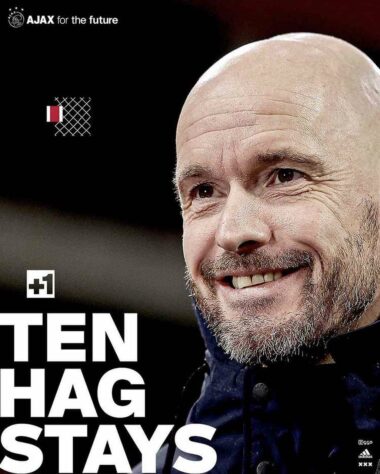 FECHADO - Erik ten Hag é do Ajax até 2023. Especulado no Tottenham para o lugar de José Mourinho, o treinador renovou com o clube holandês por mais duas temporadas. 
