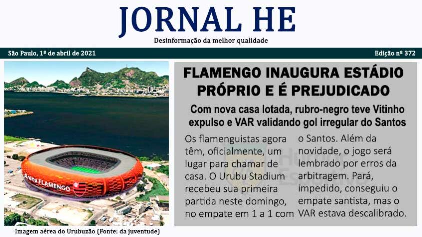 Dia da Mentira: as manchetes improváveis do futebol com o Jornal HE