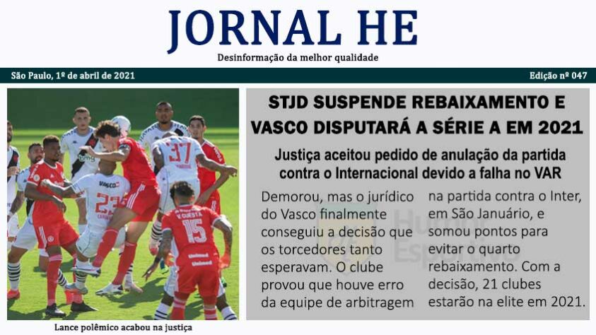 Dia da Mentira: as manchetes improváveis do futebol com o Jornal HE