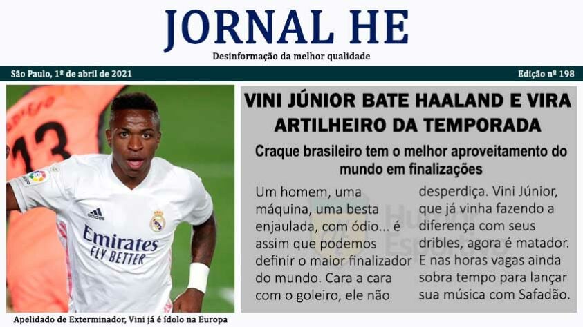 Dia da Mentira: as manchetes improváveis do futebol com o Jornal HE