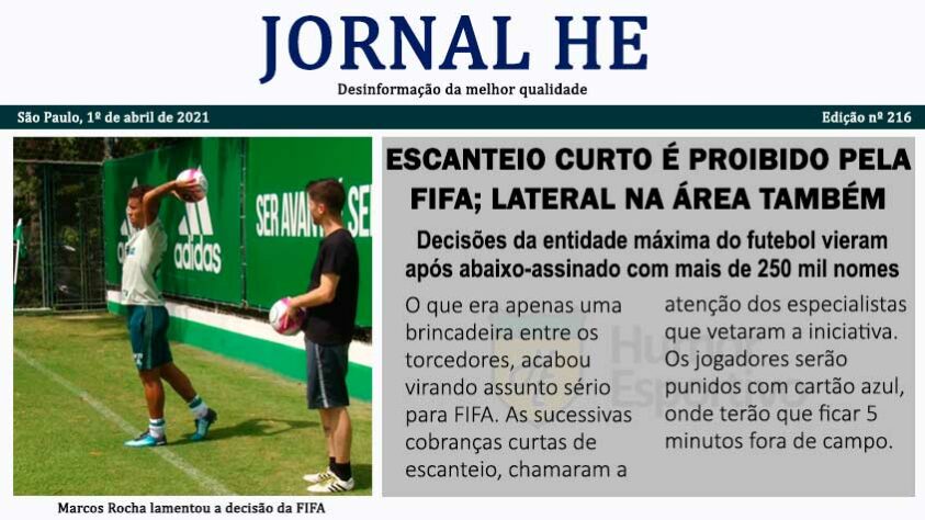 Dia da Mentira: as manchetes improváveis do futebol com o Jornal HE