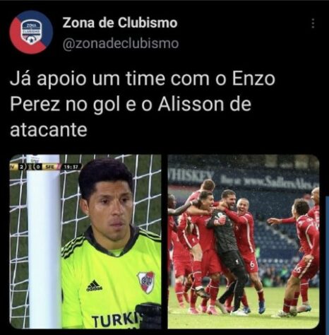 Um dia de goleiro: Enzo Pérez é improvisado no gol, River Plate vence o jogo e web bomba de memes