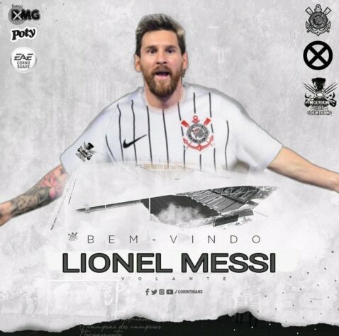Lionel Messi com a camisa do Corinthians