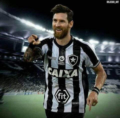 Lionel Messi com a camisa do Botafogo