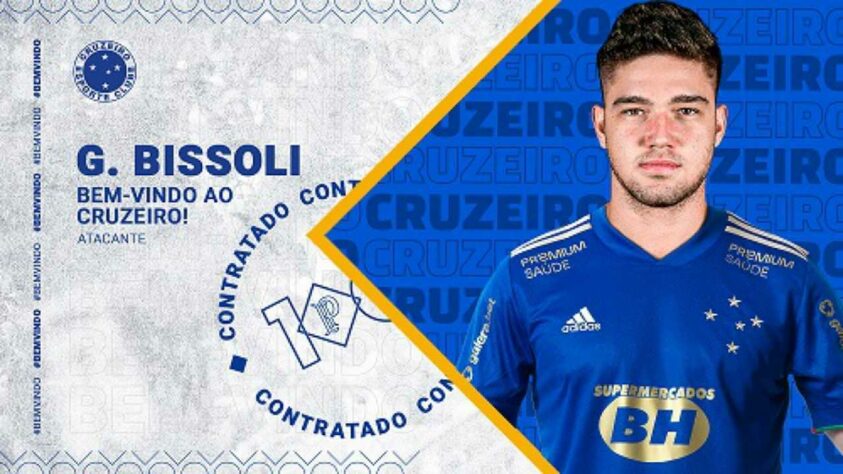 FECHADO - O Cruzeiro confirmou mais um reforço para a temporada 2021. A diretoria celeste acertou, na tarde desta segunda-feira, 3 de maio, a contratação do atleta Guilherme Bissoli, de 23 anos. O atacante, que pertence ao Athletico-PR, chega ao time mineiro por empréstimo até o fim da Série B do Campeonato Brasileiro.