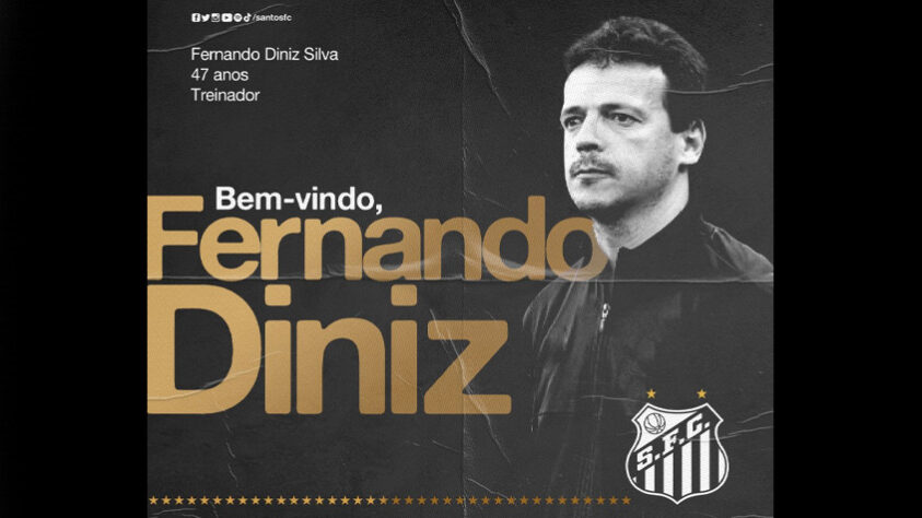 FECHADO - O Santos chegou a um acordo e anunciou o técnico Fernando Diniz como o novo treinador da equipe, em substituição a Ariel Holan. Ele terá um contrato de um ano, com opção de renovação, e sem multa rescisória. Os salários serão inferiores ao do ex-técnico. O treinador chega junto ao seu auxiliar técnico, preparador físico e analista de desempenho.