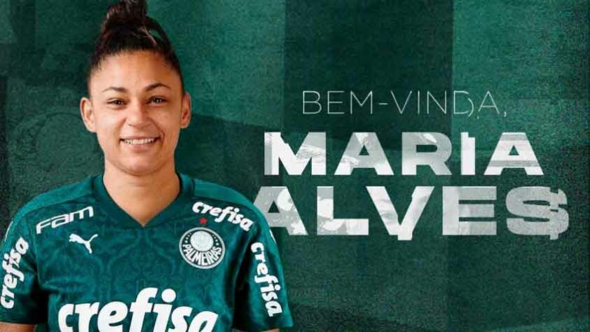 FECHADO - O Palmeiras anunciou a contratação da atacante Maria Alves, de 27 anos, que chega para reforçar o time feminino para a temporada 2021. A atleta retorna ao Brasil após uma passagem vitoriosa pela Itália, onde defendeu a Juventus, campeã da última edição da Liga Italiana.
