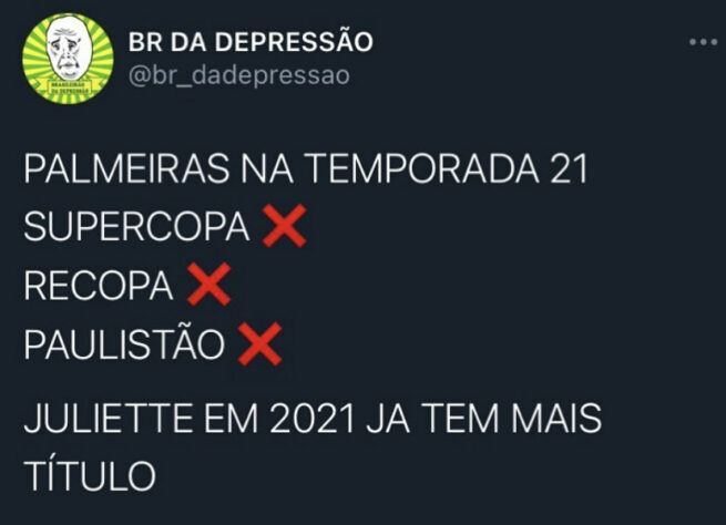 São Paulo é campeão do Paulistão e torcedores festejam a conquista nas redes sociais. Após mais um vice na temporada, Palmeiras vira alvo dos memes.