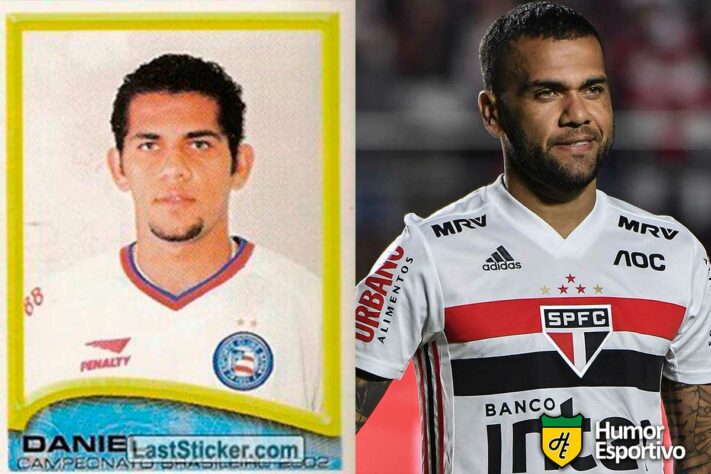 Daniel Alves jogou em 2002 pelo Bahia. Inicia o Brasileirão 2021 com 38 anos e jogando pelo São Paulo.