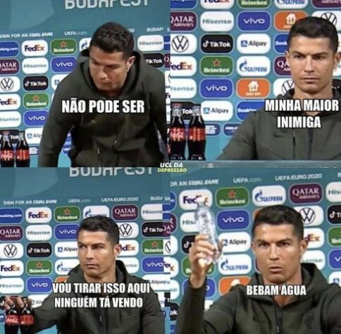 Torcedores fazem memes com Cristiano Ronaldo e Coca-Cola em coletiva da Eurocopa