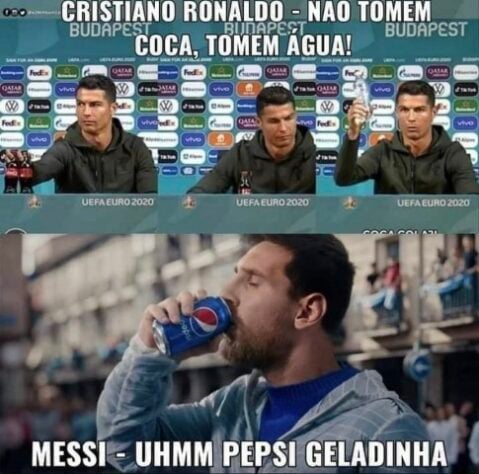 Torcedores fazem memes com Cristiano Ronaldo e Coca-Cola em coletiva da Eurocopa