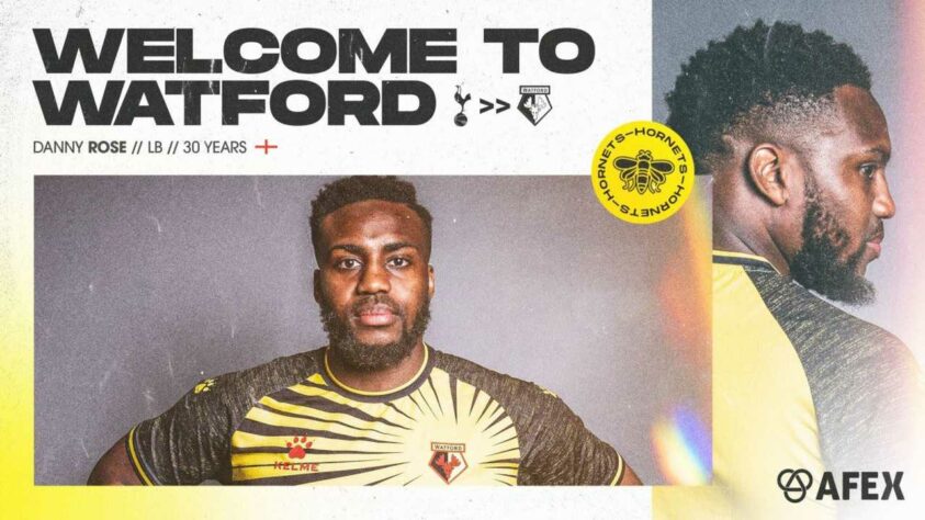 FECHADO - O Watford anunciou oficialmente a chegada de Danny Rose ao clube para as próximas duas temporadas. O lateral estava sem espaço no Tottenham e acerta a sua saída do clube onde passou os últimos anos.