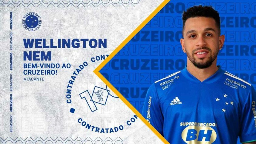 FECHADO - O Cruzeiro anunciou a chegada de Wellington Nem como reforço para a temporada 2021 em busca de recuperação na Série B.