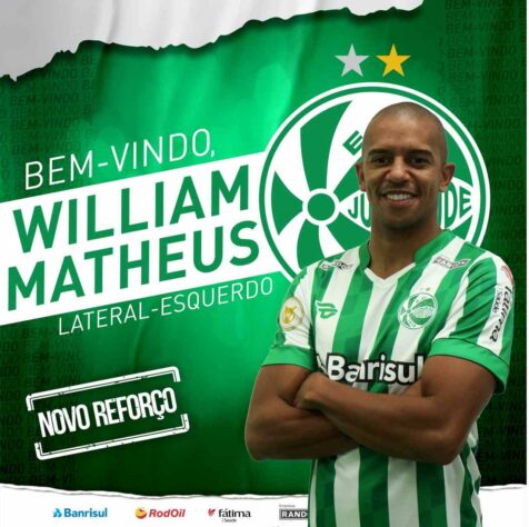 FECHADO - O Juventude anunciou mais um reforço para a disputa do Brasileirão 2021. O clube gaúcho divulgou a contratação do lateral-esquerdo William Matheus, que passará por exames e assinará o contrato.