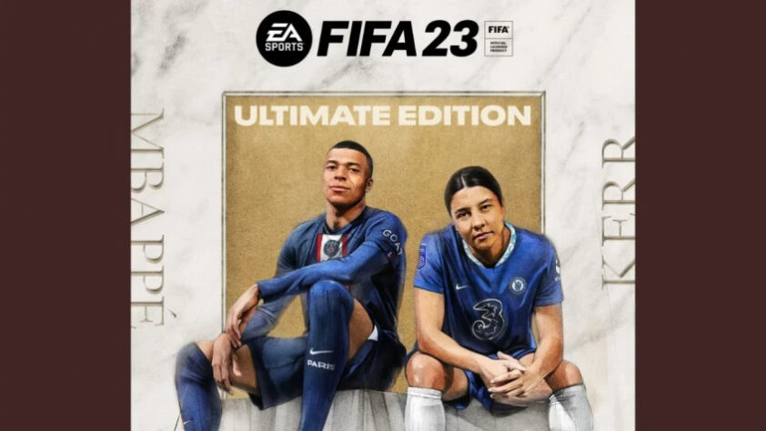 FIFA 23 - Kylian Mbappé retornou para a capa do game. Na Ultimate Edition, também há a presença de Sam Kerr, atacante australiana do Chelsea, que tornou-se a primeira mulher a estrelar a capa global do jogo.