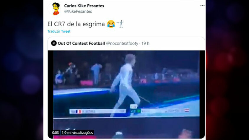 O esgrimista egípcio Mohamed Elsayed comemorou a sua vitória sobre o francês Yannick Borel imitando o ídolo Cristiano Ronaldo