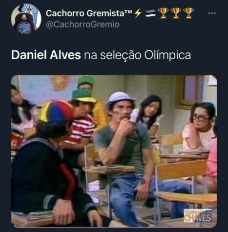 Presença de Dani Alves entre os garotos também rendeu memes