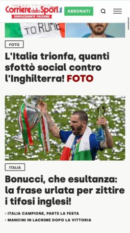 O "Corriere Dello Sport" também destacou o papel do zagueiro Bonucci, autor do gol de empate.