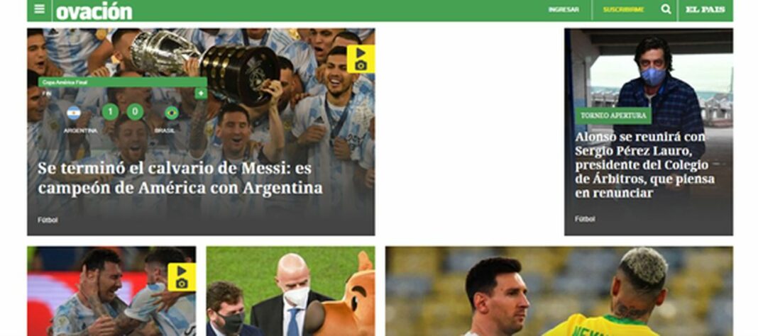 O El Pais ressaltou o título principalmente por parte de Lionel Messi, que finalmente conquistou um troféu com sua seleção.