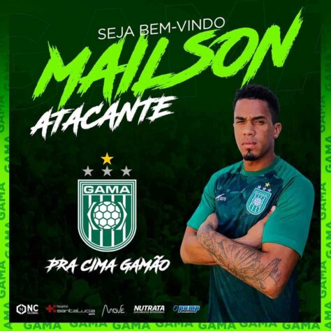 FECHADO - O atacante Mailson, com passagem pela Chapecoense, Criciúma e CRB, chegou ao Gama com o objetivo de ajudar a levar a equipe para a Série C do Campeonato Brasileiro.