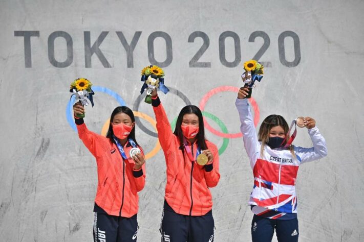 SKATE PARK - O Japão fez uma dobradinha. Sakura Yosozumi, de 19 anos, conquistou a medalha de ouro, enquanto Hiraka Kokona, de 12, ficou com a prata.