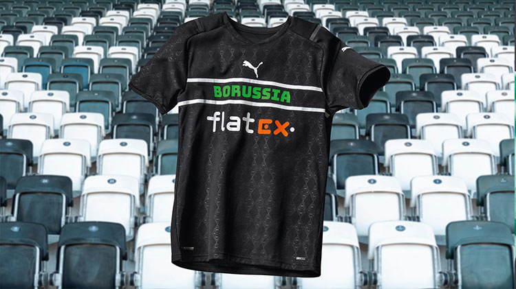 A nova camisa do Borussia Mönchengladbach ficou na cor preta com os detalhes em branco, cores do escudo. 