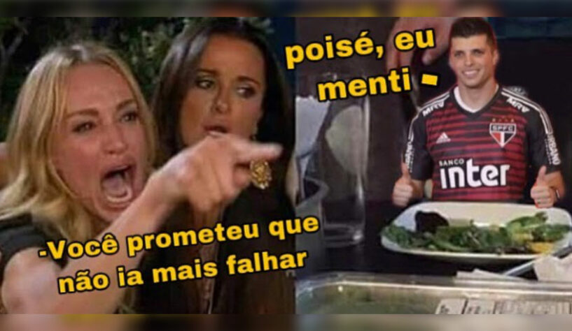 Com dois gols de Rigoni, o Tricolor abriu boa vantagem no placar, mas cedeu o empate nos minutos finais de jogo. Tiago Volpi, mais uma vez, foi alvo de muitos memes dos são-paulinos. Confira na galeria! (Por Humor Esportivo)