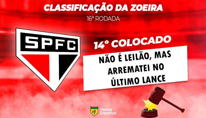 Brasileirão: a Classificação da Zoeira do Humor Esportivo após os jogos da 16ª rodada