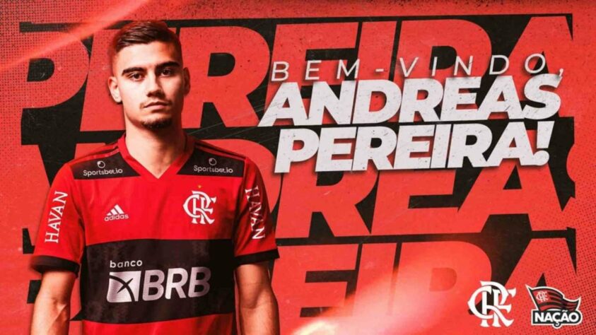 FECHADO - Andreas Pereira é o novo reforço do Flamengo. Nesta sexta, o clube oficializou a chegada do meia, que será emprestado pelo Manchester United por um ano. A negociação com o clube inglês foi rápida - pouco mais de uma semana entre a oferta feita e a assinatura do vínculo. Assim como fez com Kenedy, vindo do Chelsea, o Rubro-Negro terá a opção de compra ao término do empréstimo.