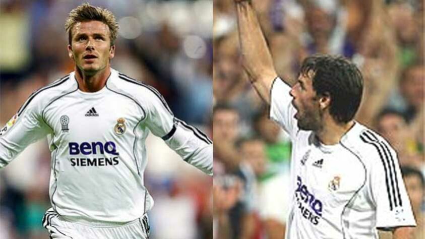 Ruud van Nistelrooy e Beckham: jogaram juntos no Manchester United e no Real Madrid.