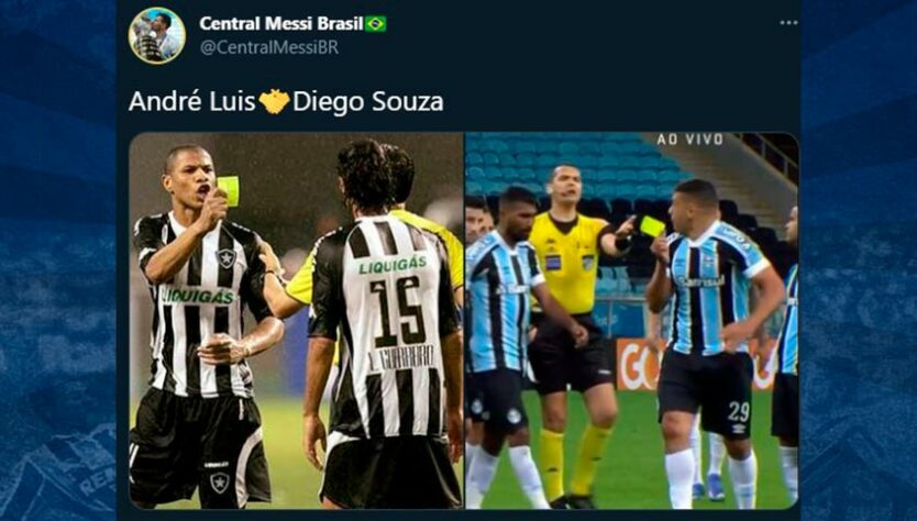 Torcedores relembraram a icônica cena com o zagueiro André Luís, que em 2008 arrancou o cartão da mão do árbitro em duelo do Botafogo contra o Estudiantes.